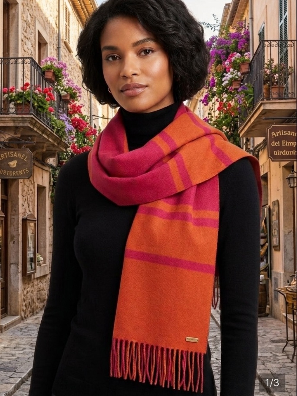 Coach Reversible Wool Blanket Scarf EUC